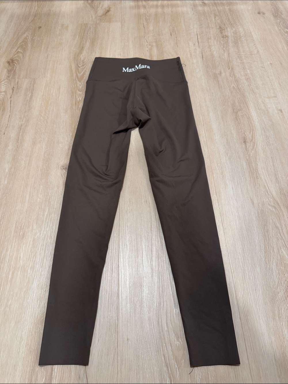MaxMara Dark Brown Stretch Leggings with Branded Waistband